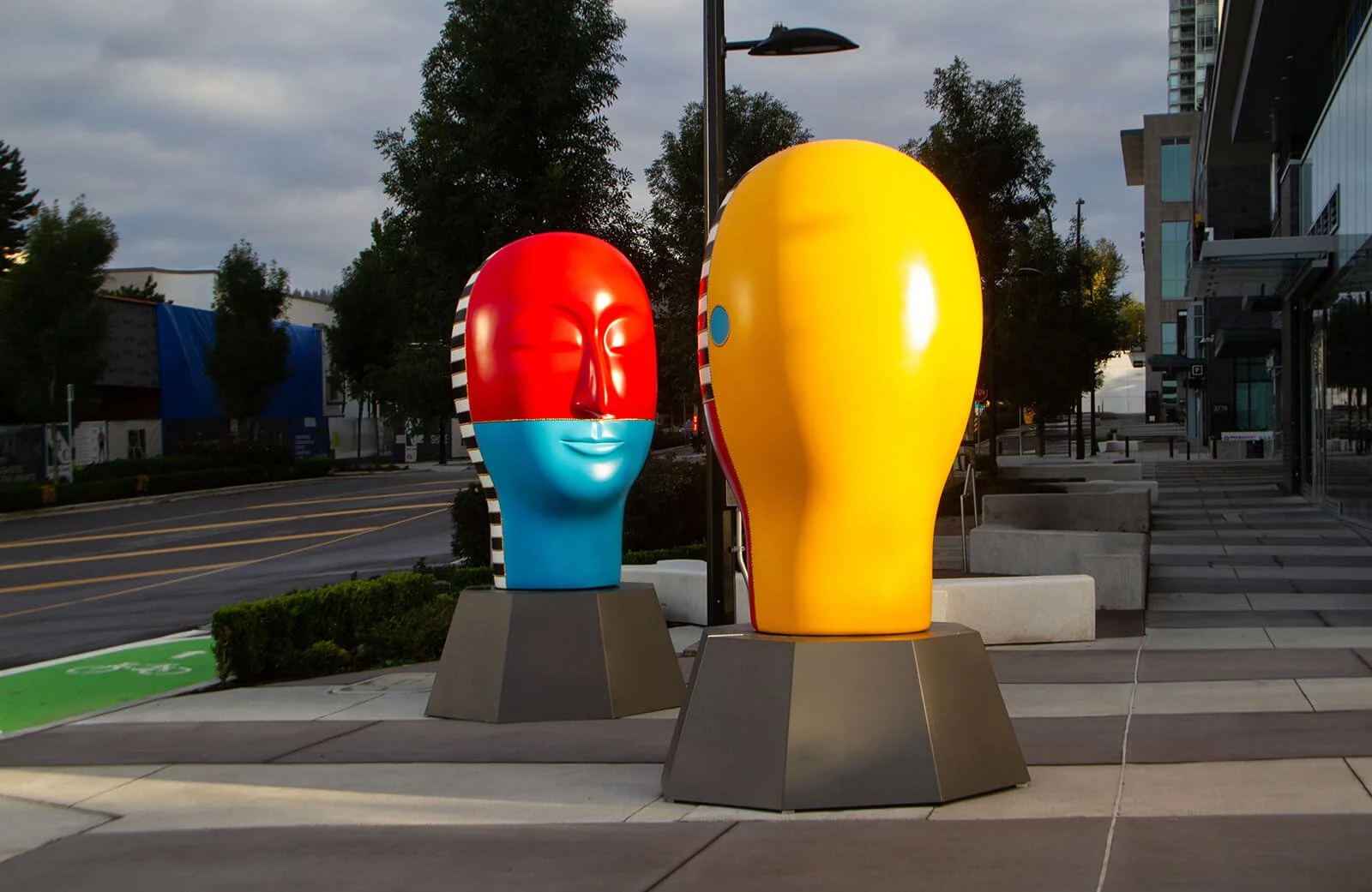 Untitled (Heads) sculptures by Jun Kaneko, Burnaby, BC